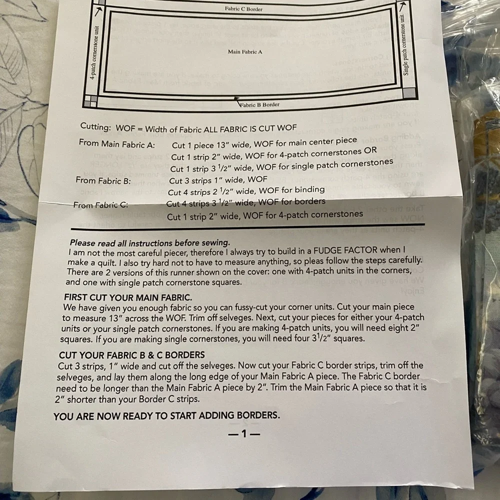 TableRunnerQuilt Kit